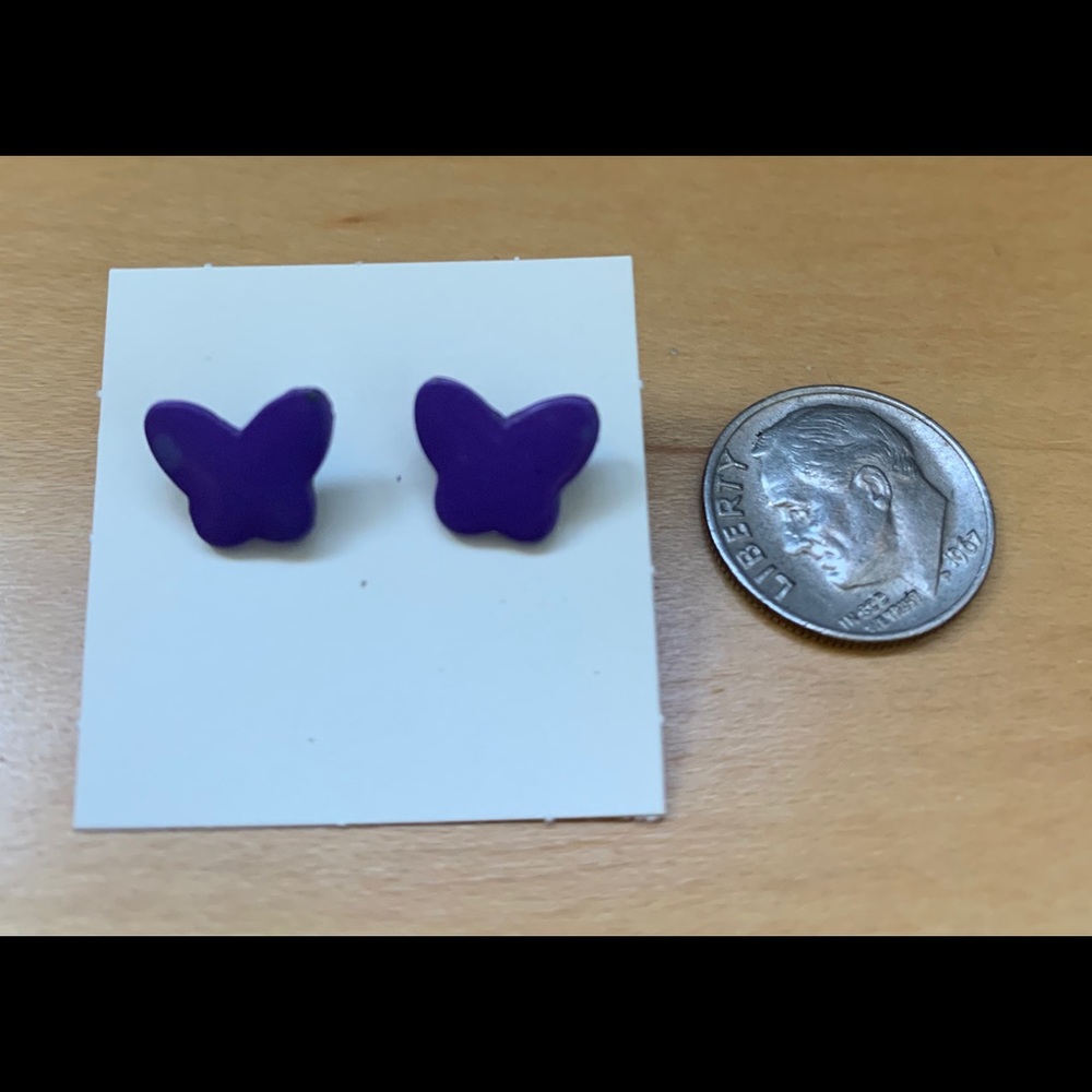 Purple butterfly earrings - Picture 3 of 3
